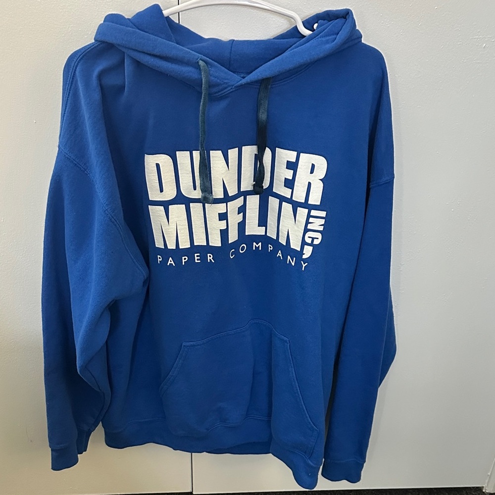 Men’s The Office Dunder Mifflin Blue Hoodie-Large